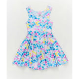 Girls Hi-Shine Skater Dress in Watercolor Mermaid