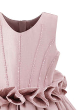 Purple Luminara Ruffle Waist Formal Dress