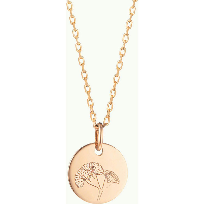 Personalized Birth Flower Necklace, 14k Gold Plated