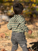JASPER Green/Yellow Washed Plaid Woven Onesie