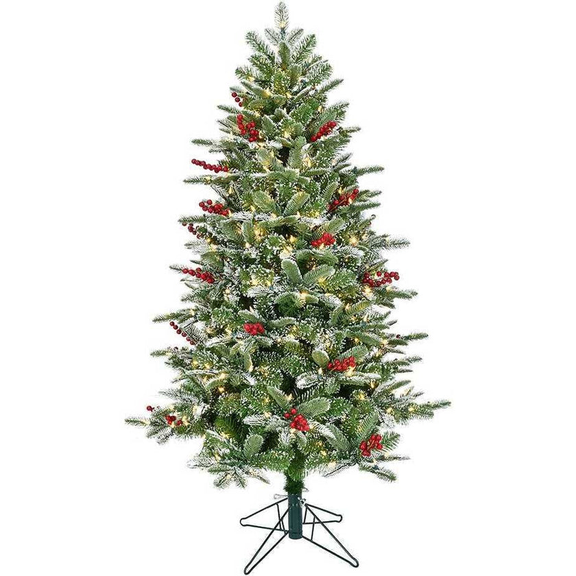 5-Foot Instant Connect Pre-Lit Dual-Color LED Flocked Breckenridge Tree