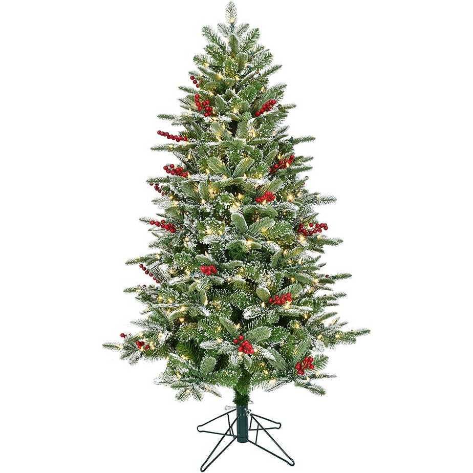 5-Foot Instant Connect Pre-Lit Dual-Color LED Flocked Breckenridge Tree