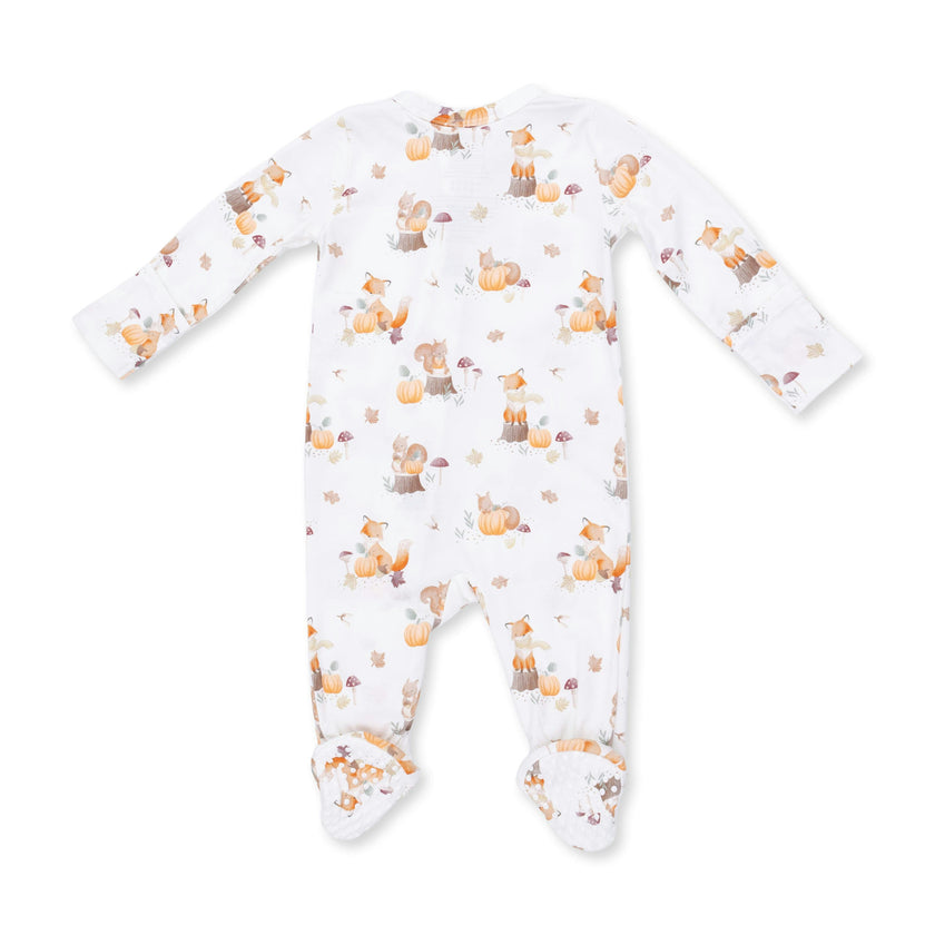 Woodland Animals with Pumpkins - 2 Way Zipper Footie
