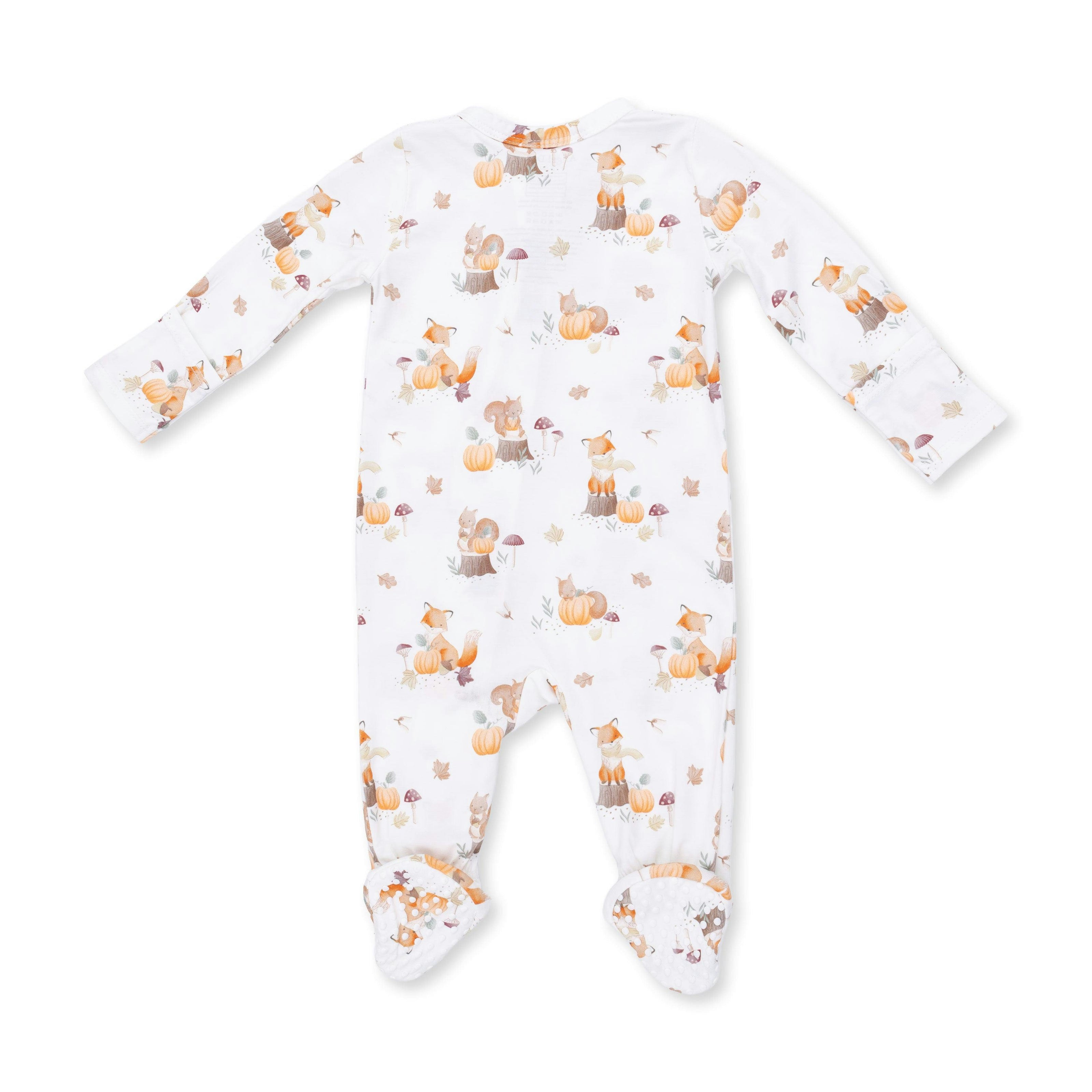 Woodland Animals with Pumpkins - 2 Way Zipper Footie
