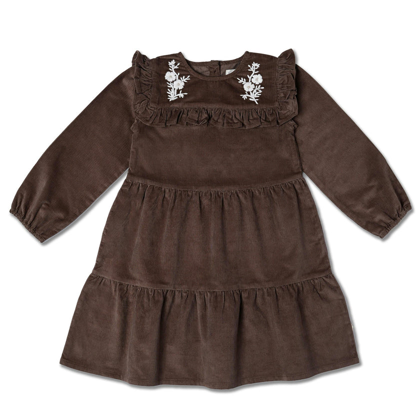 Organic Embroidered Corduroy Dress