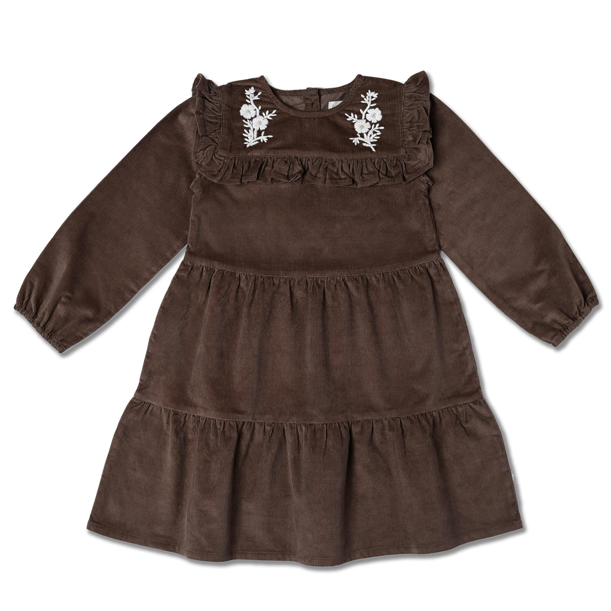 Organic Embroidered Corduroy Dress