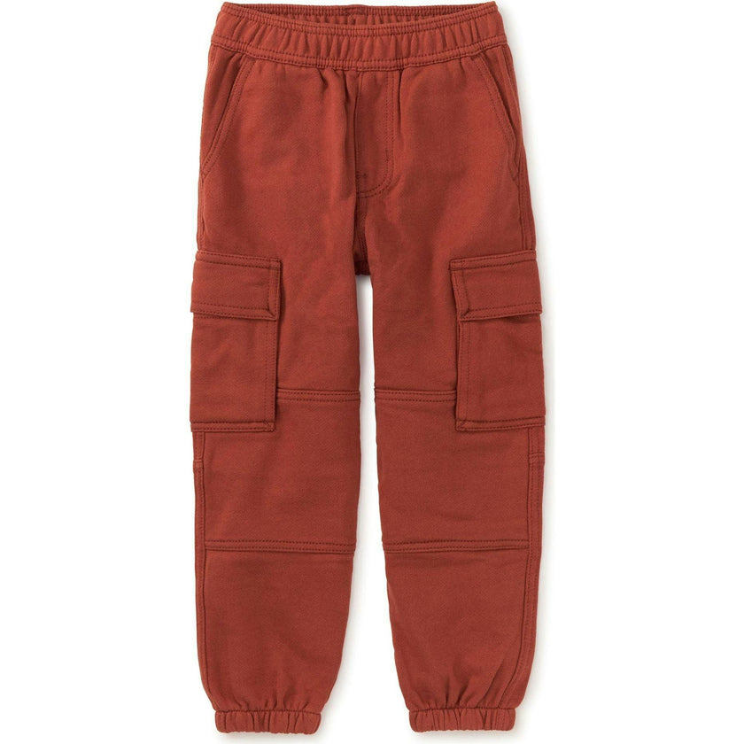 Cargo Elastic Waist Lined Knee Pocket Joggers, Red