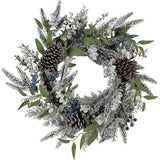 Un-Lit Decorated Rattan Wreath with Blueberries