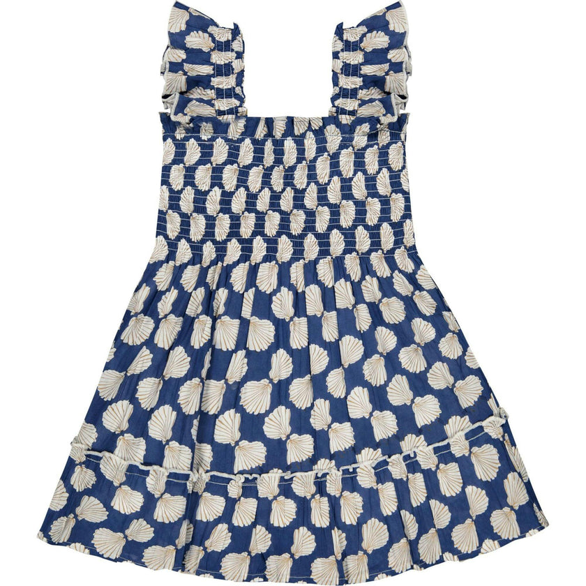 Mini Paloma Girl's Dress Shell Beach Navy, Blue