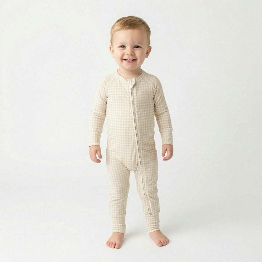 Sandstone Gingham Bamboo Sleeper