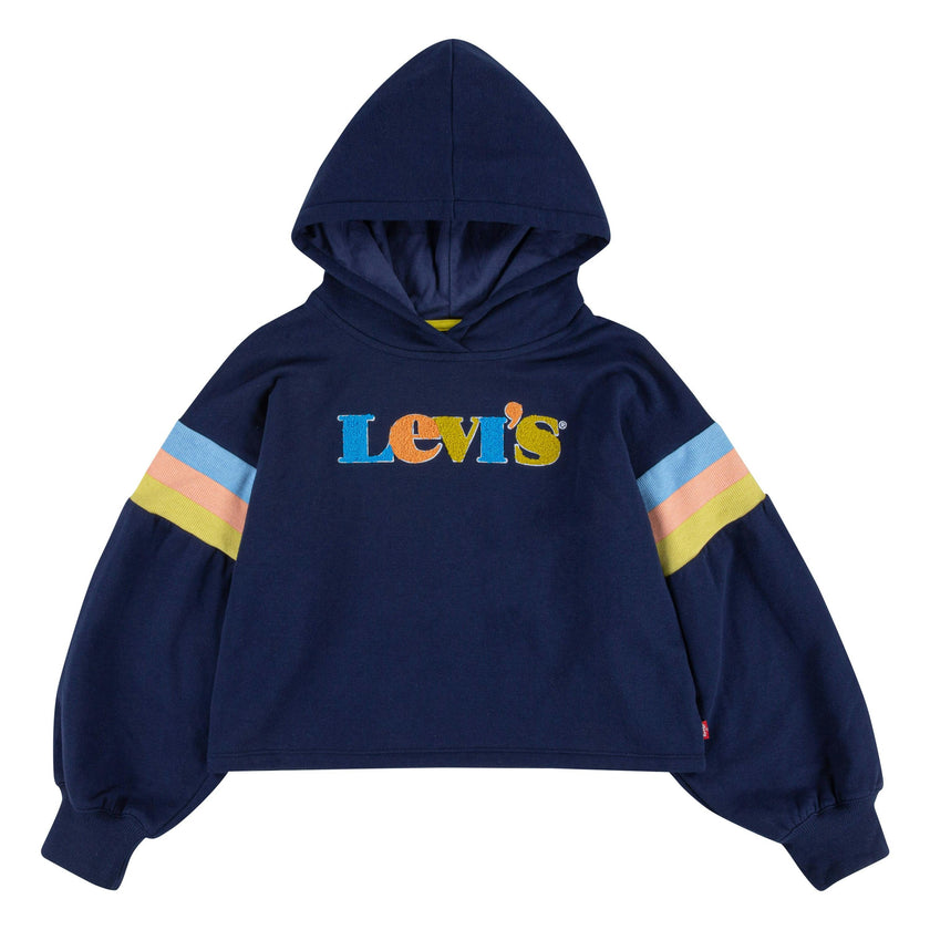 Navy Logo Print Hoodie