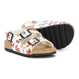 White Mickey Print Sandals
