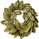 Green & Gold Metallic Magnolia Leaf Front Door Holiday Wreath Shimmering Christmas Mantel Decor