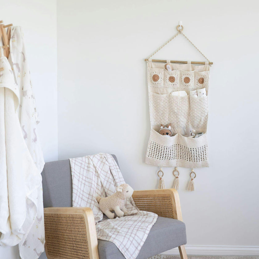 Charlie Farmhouse Wall Storage Organizer with Pockets
