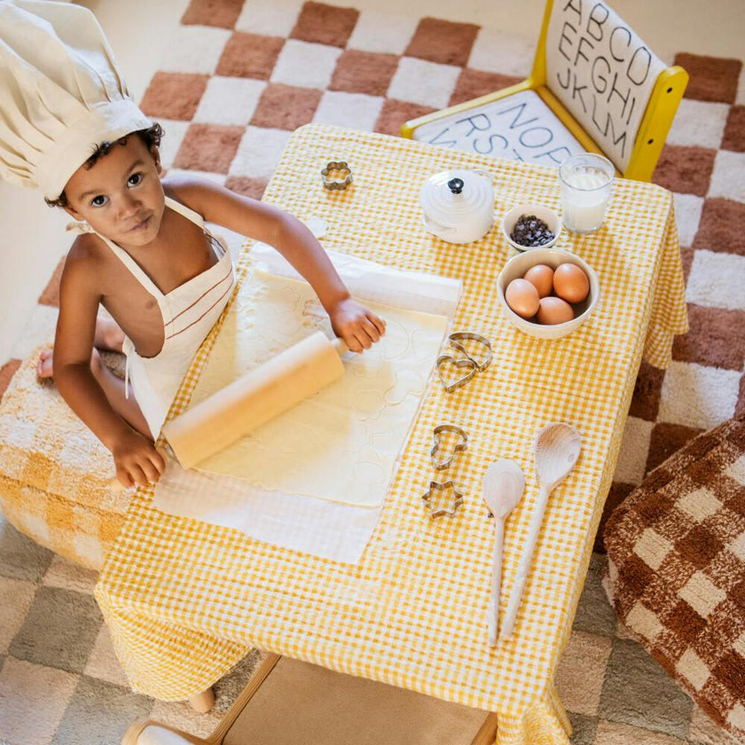 Kitchen Tiles Checkerboard Pattern Washable Rug