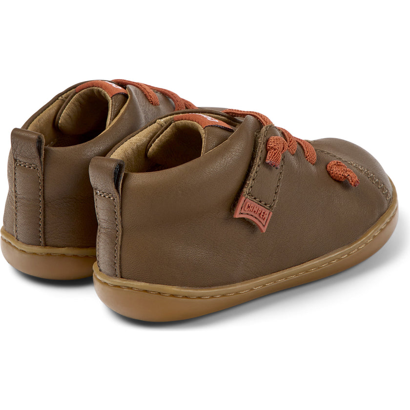 Peu Cami Hook-N-Loop Closure Leather Shoes, Brown