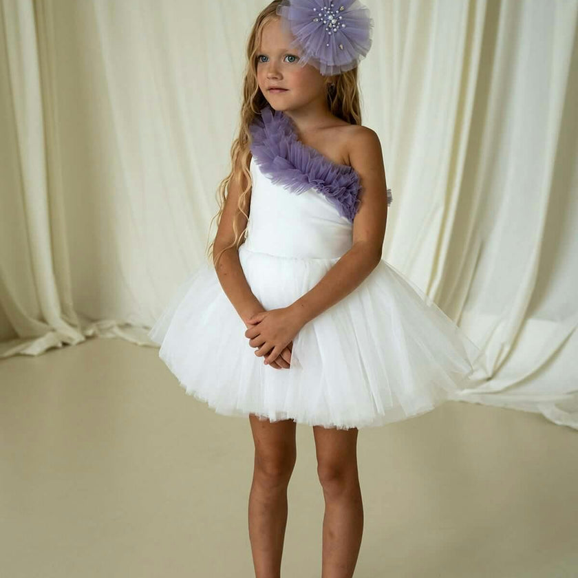 Lilac Ruffle One Shoulder Tutu Dress
