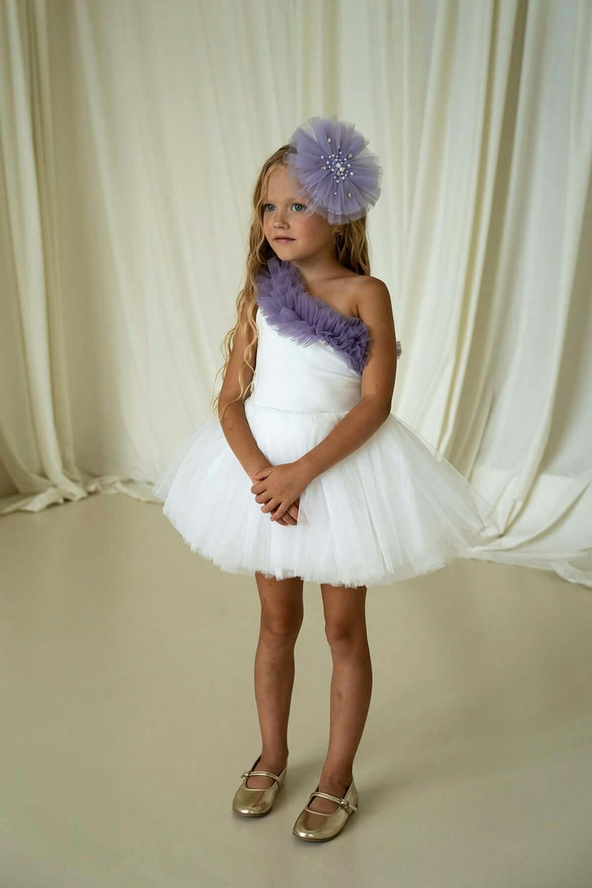 Lilac Ruffle One Shoulder Tutu Dress