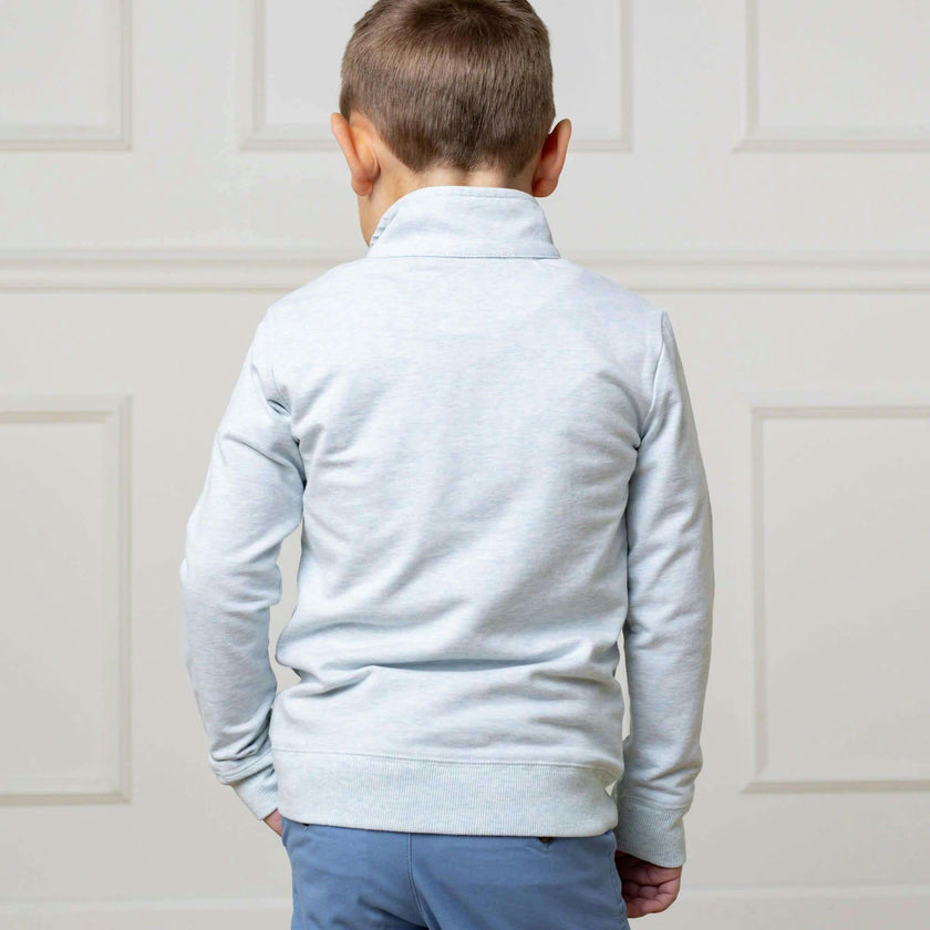 Organic Long Sleeve French Terry Half-Zip Pullover, Blue