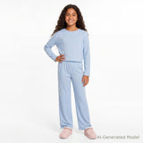 Tween (7-16) Girls Heart Pointelle Pajama Set | Light Blue
