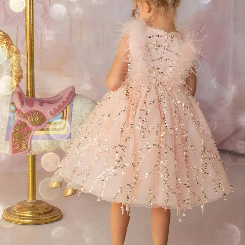 Sparkly Feather Fairy Tulle Dress
