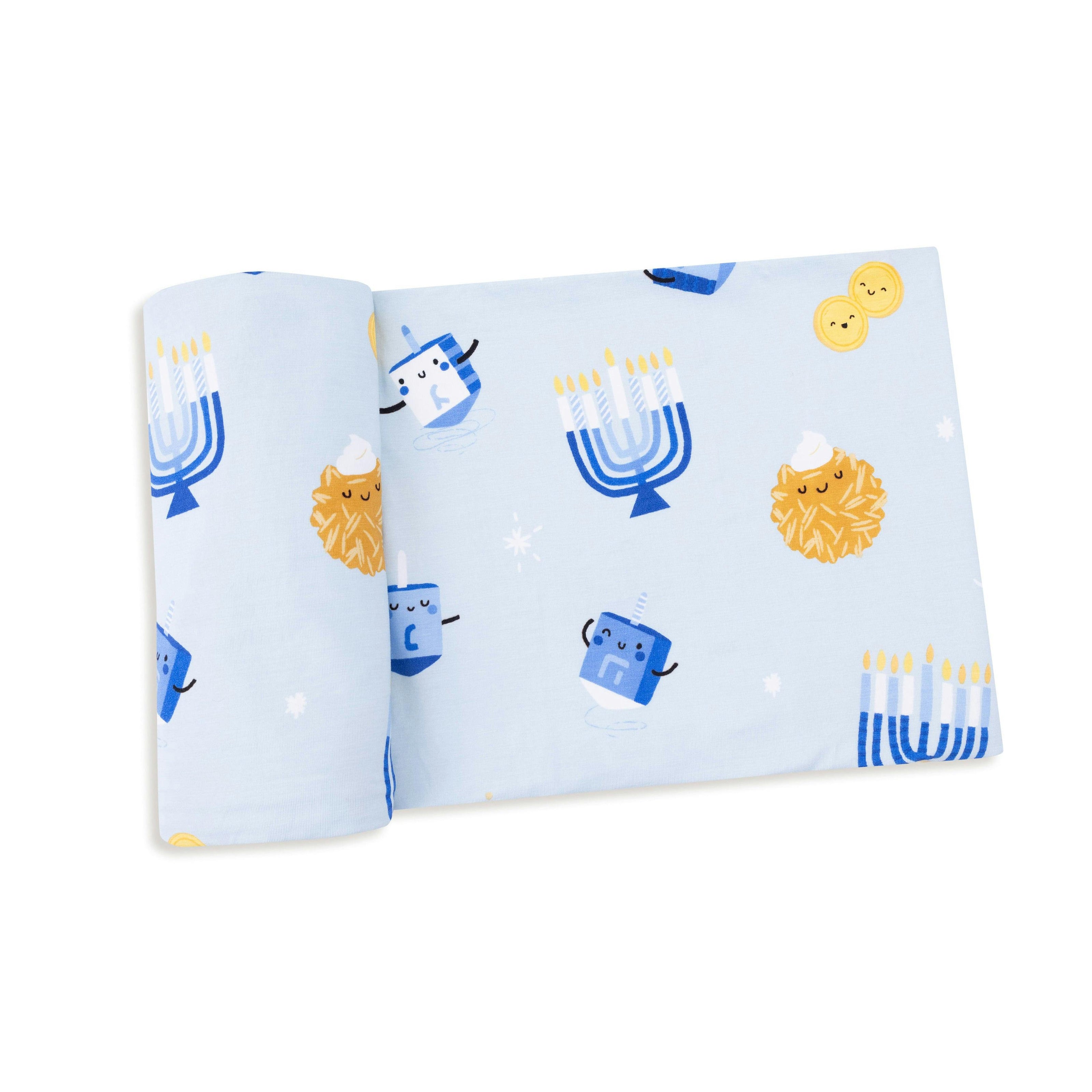Hanukkah - Blue - Bamboo - Swaddle Blanket