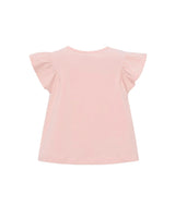Pink T-Shirt With Ruffled Sleeves