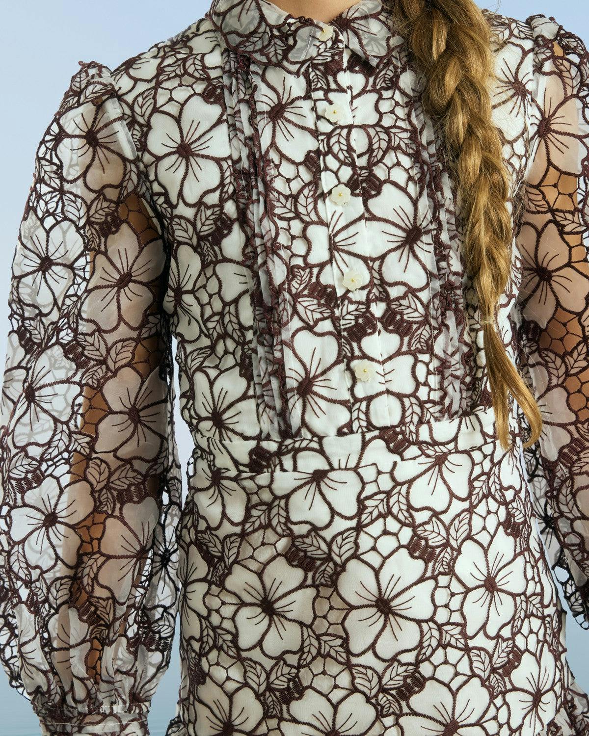 Chelsea Cotton Embroidered Dress, Wine