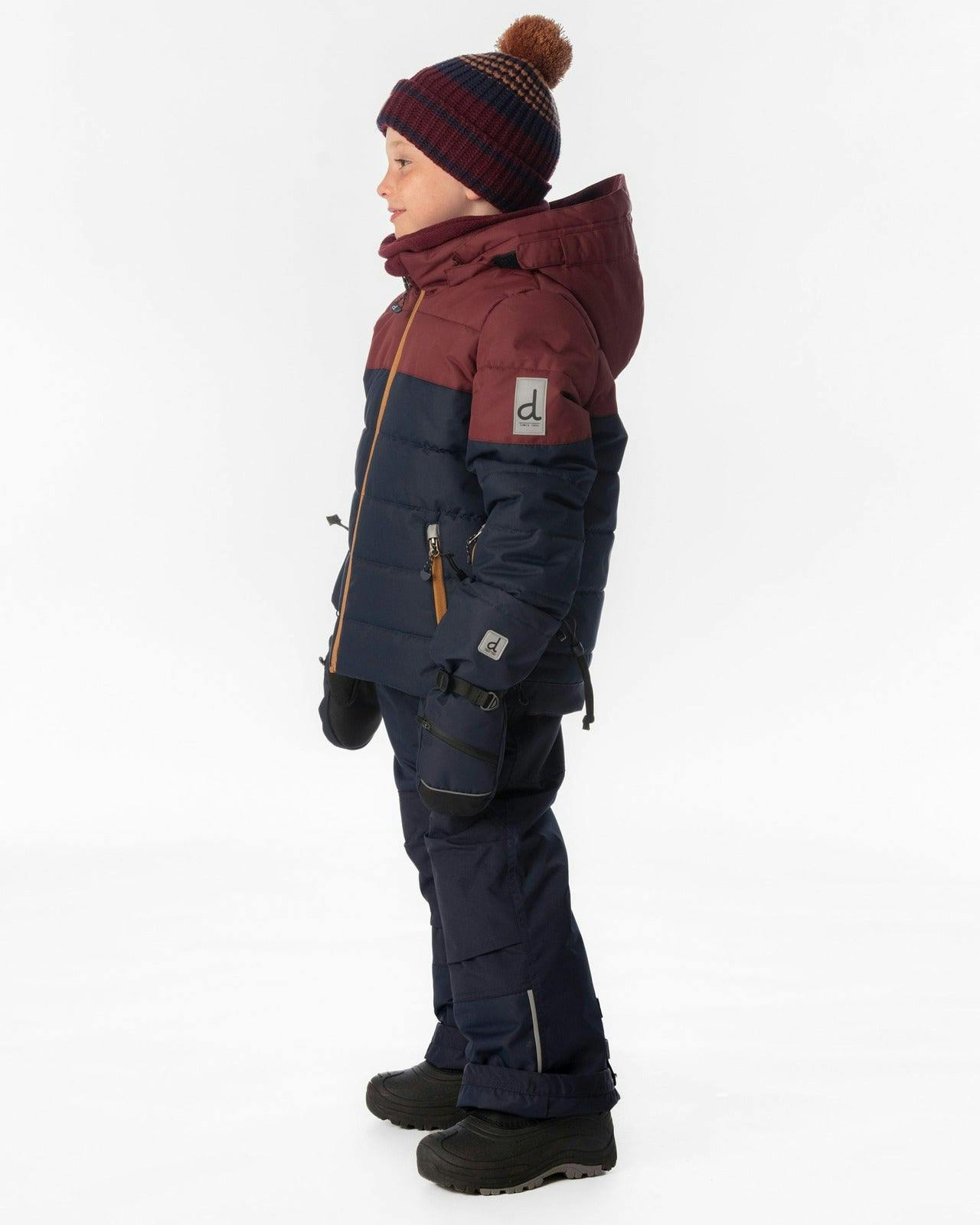 Two Piece Play Snowsuit Navy And Burgundy With Navy Pants