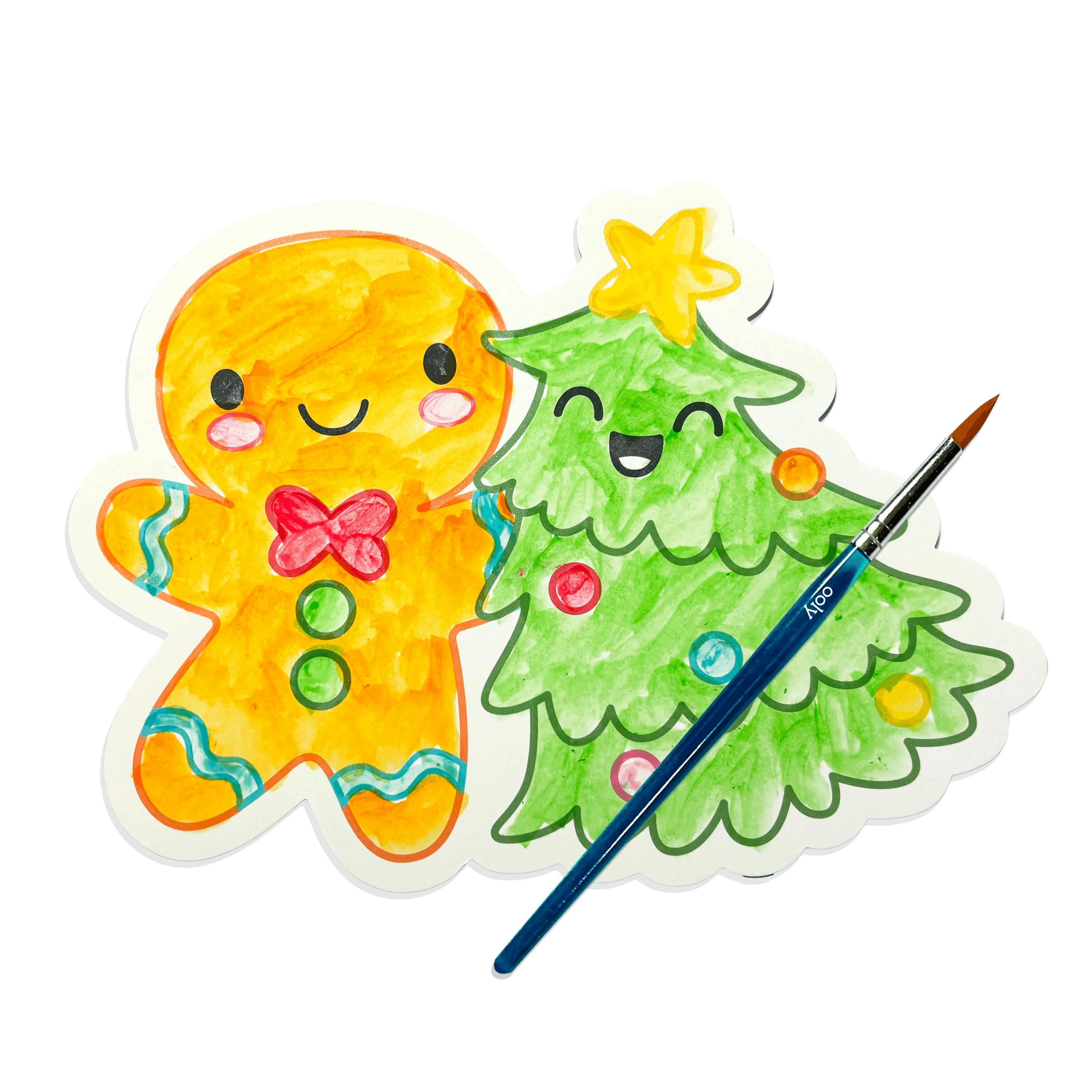 Playful Painters Easy Watercolor Painting Kit - Merry & Bright - 12 Cards 12 Palettes 1 Paintbrush