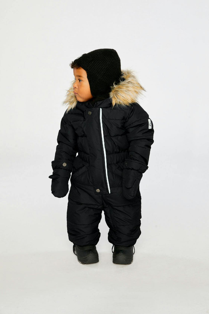 Baby Original One Piece Puffy Snowsuit With Removable Mittens And Boots Black