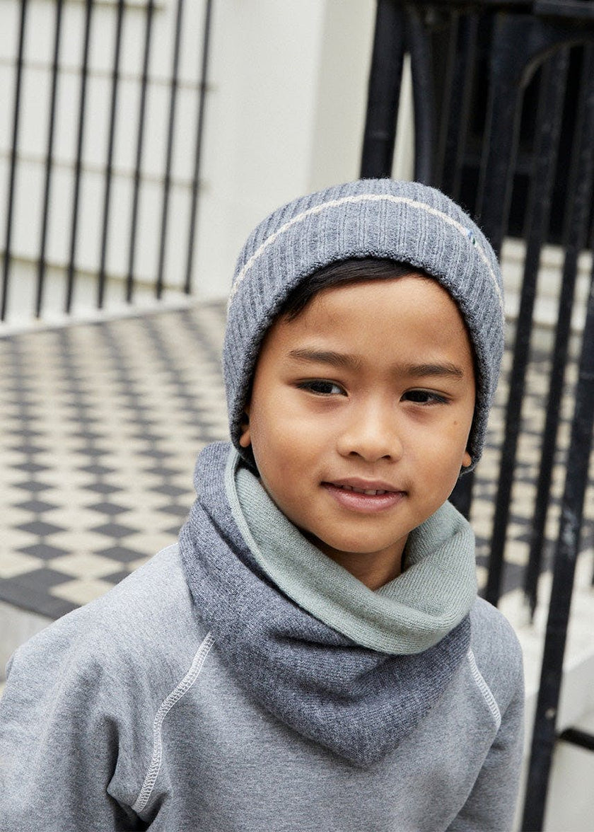 The Cashmere Grey Green Reversible Snood