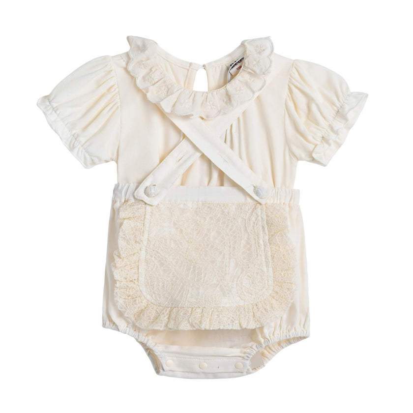 Cream Romper with Lace Detail