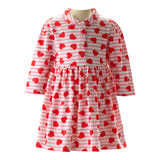 Babys Striped Heart Print Peter Pan Collar Jersey Dress