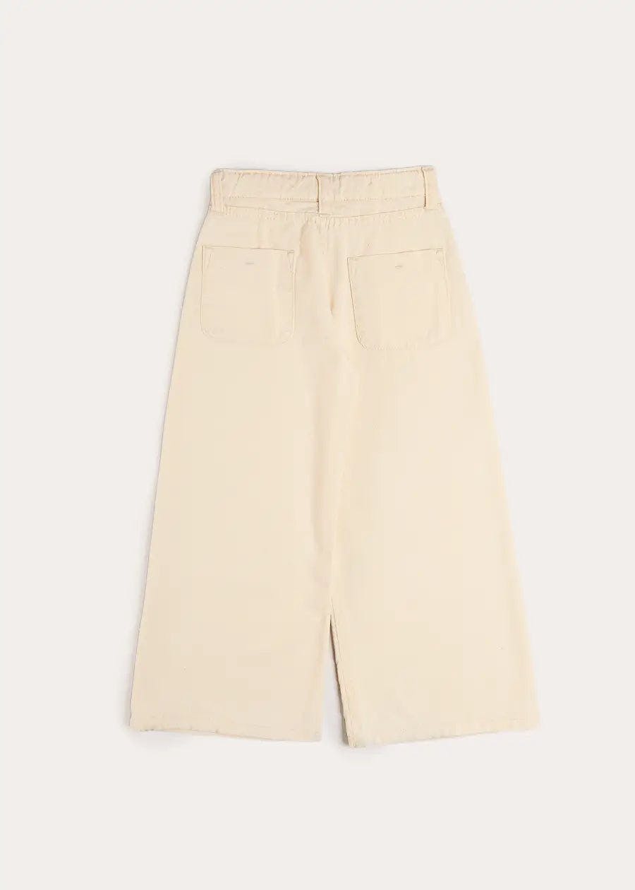 Soft Cotton Wide Leg Trousers in Cream (2-12yrs)