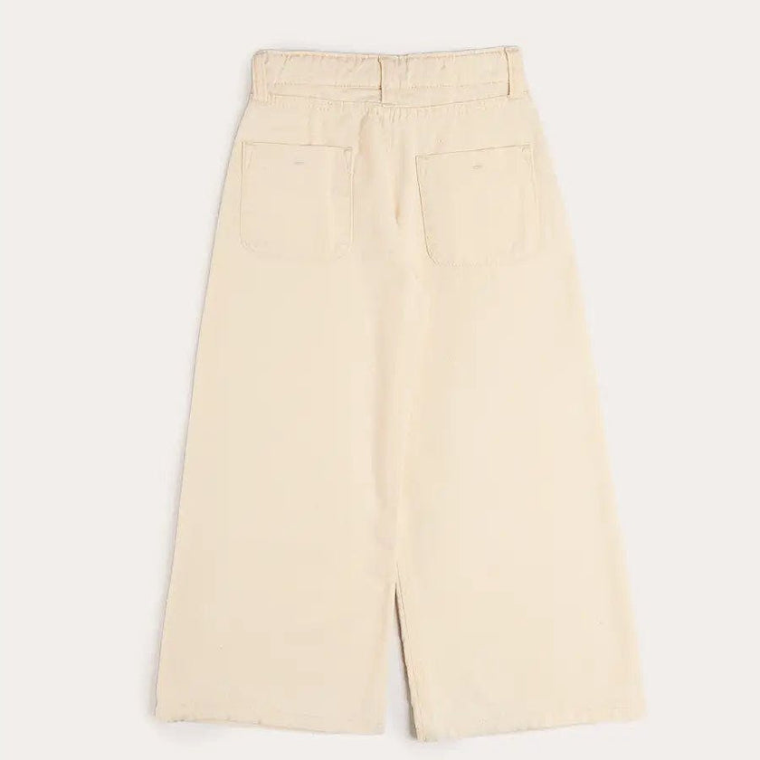 Soft Cotton Wide Leg Trousers in Cream (2-12yrs)