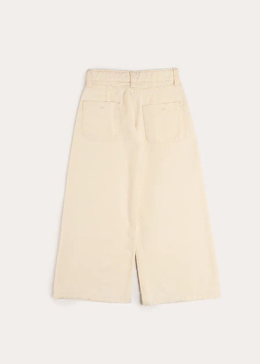 Soft Cotton Wide Leg Trousers in Cream (2-12yrs)