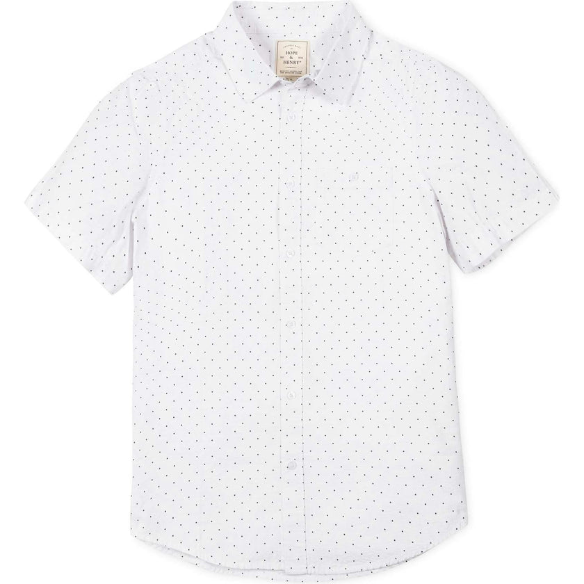 Organic Short Sleeve Seersucker Shirt, White