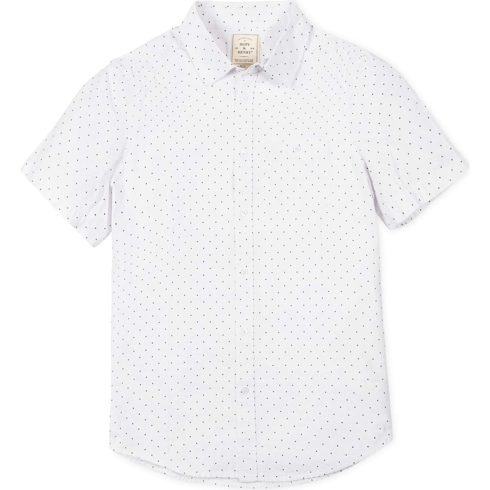 Organic Short Sleeve Seersucker Shirt, White
