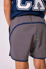 gingham retro super short with navy piping