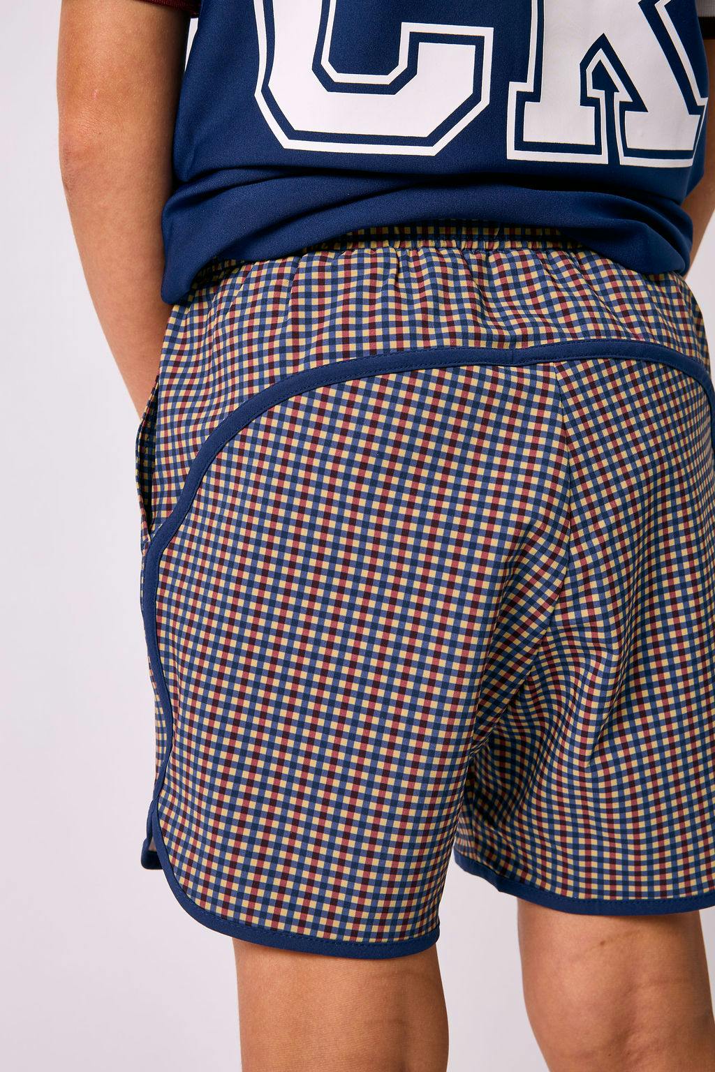 gingham retro super short with navy piping
