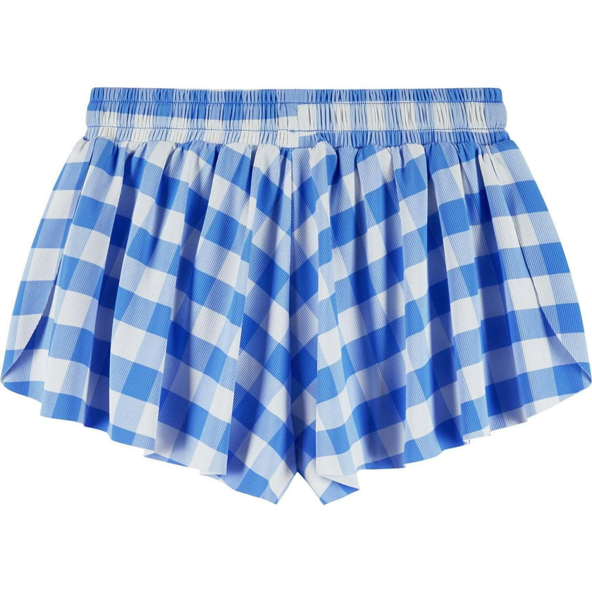 Tween Girls Athletic Short | Blue Gingham