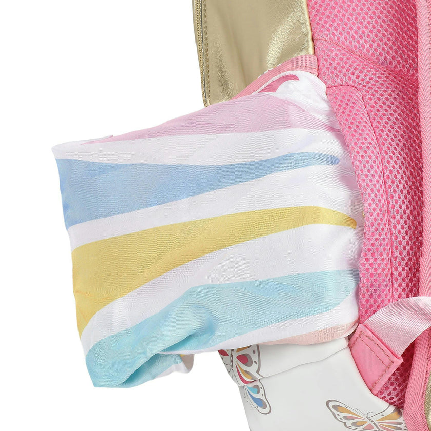 White and Gold Butterfly Backpack with Tuckaway Wings