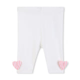 Pink Stripe Ruffle Top & White Leggings Set