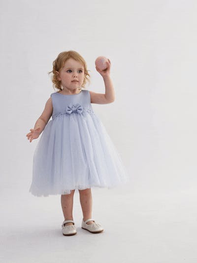 Blue Oravelle Lace Petal Gown