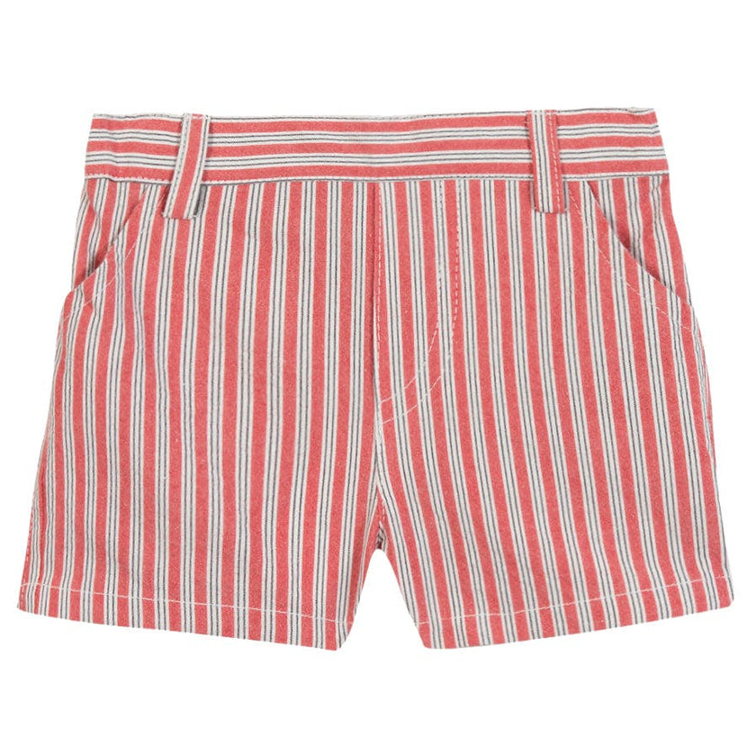 TARTINE ET CHOCOLAT Striped Cotton Baby Shorts - Rouge