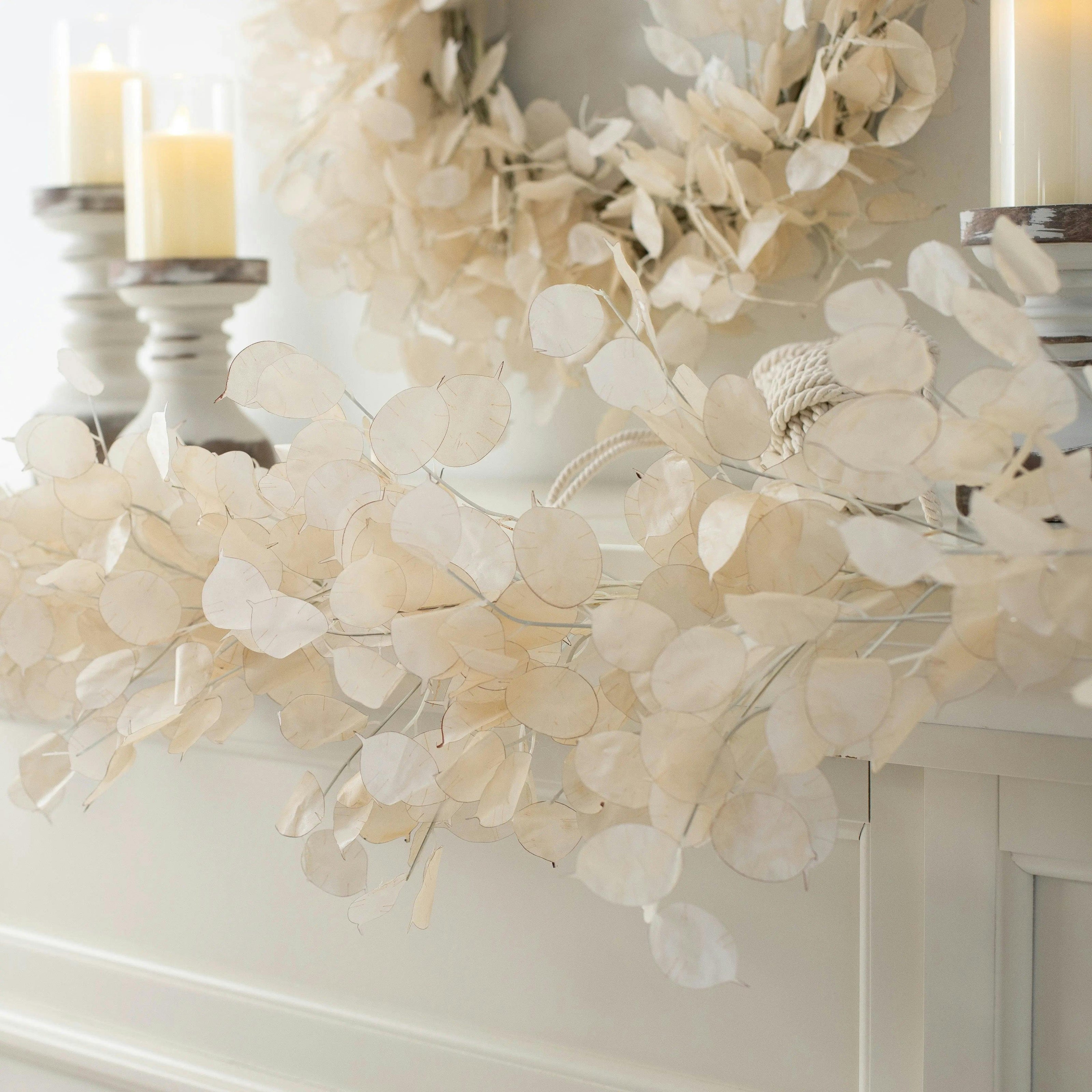 Dried Look Translucent Bleached Lunaria All Seasons Fall Wreath