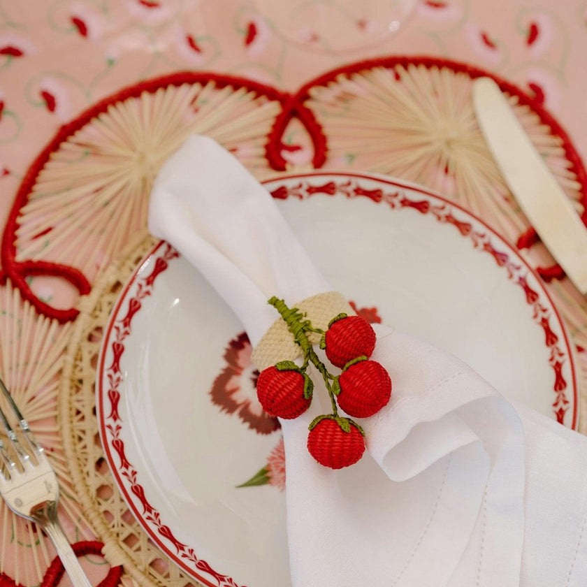 Set of 4 Flora Chargers in Red