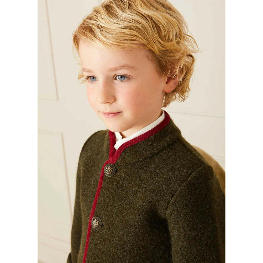 Austrian Single Breasted Contrast Trim Jacket in Green (18mths-10yrs)