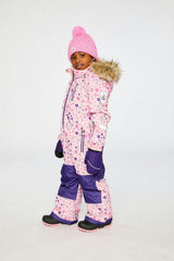 Kids One Piece Play Snowsuit Pink Mini Flower Print